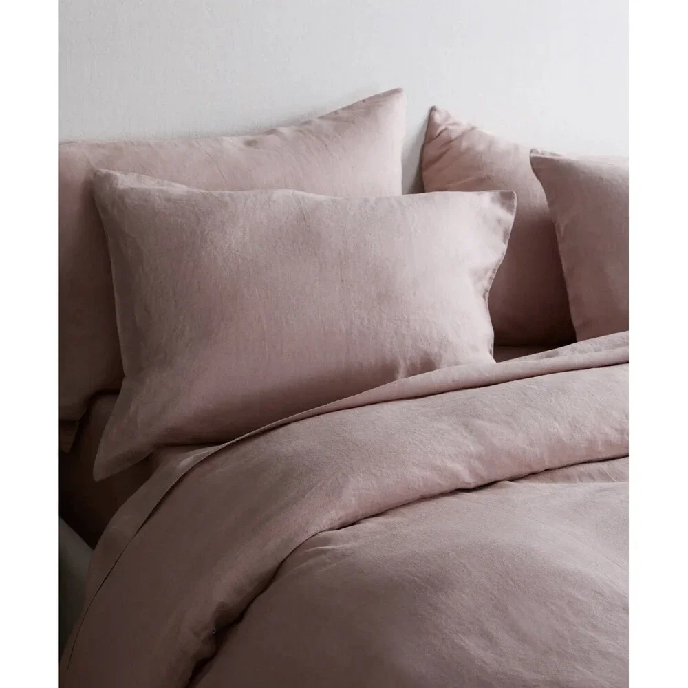 Quince European Linen Duvet Cover Set King Cal King Dusty Mauve New $215 Retail
